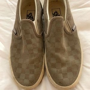 Tan checkerboard Vans slip on size 7.5 women